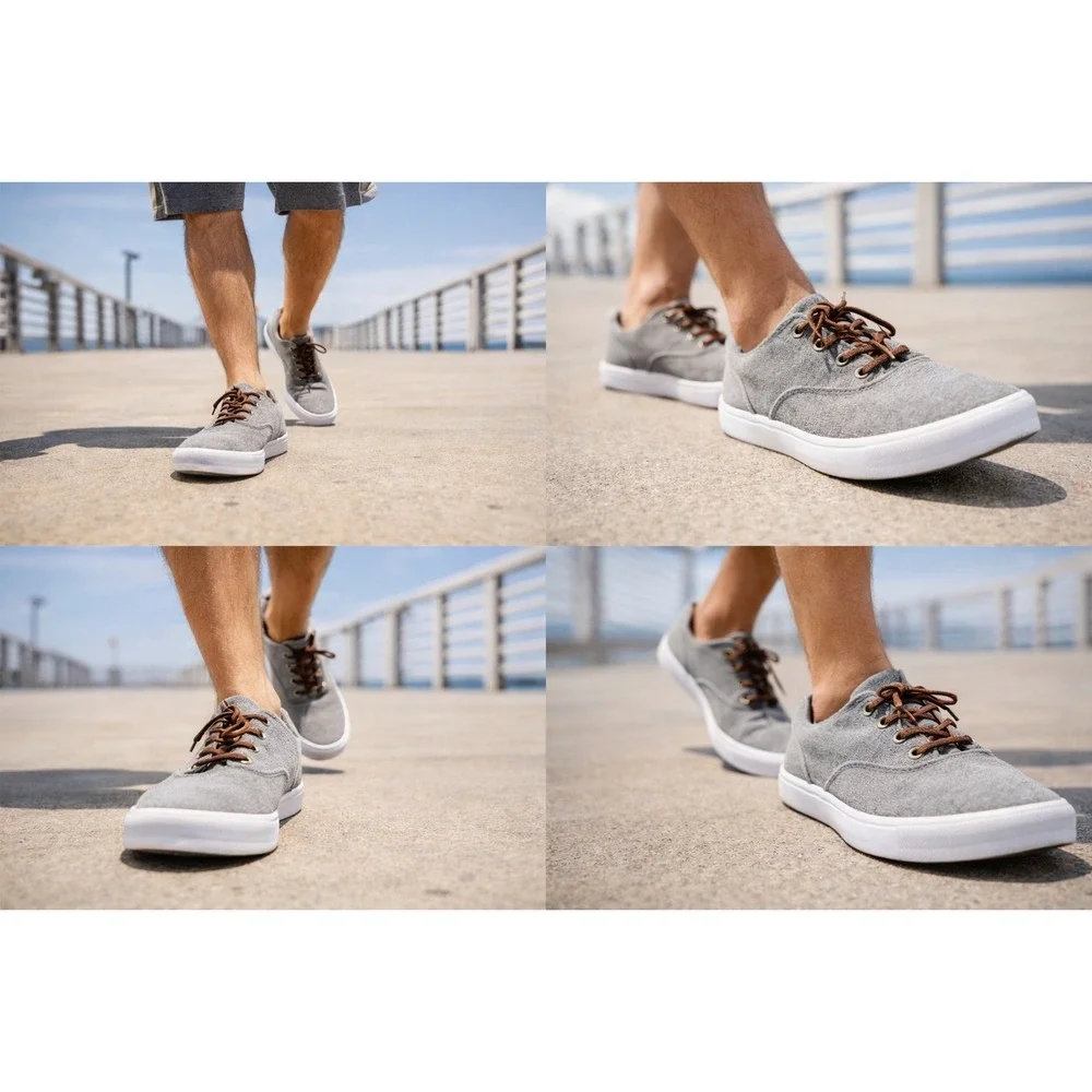 NWT Sperry Boat Shoes Striper II CVO STS17393‎ Gray Preppy Resort Athletic Men 8